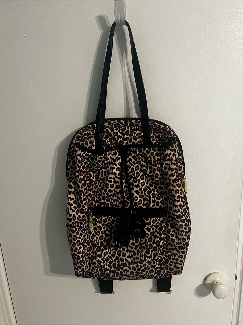 Betsey Johnson Leopard Print Backpack with Black Trim